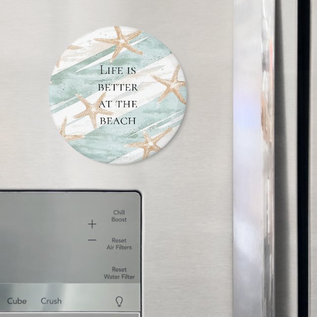 Beach Aqua Mint Starfish Stripes  Magnet (In Situ (Fridge))