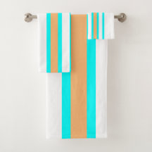 Beach Aqua Peach Orange White Striped