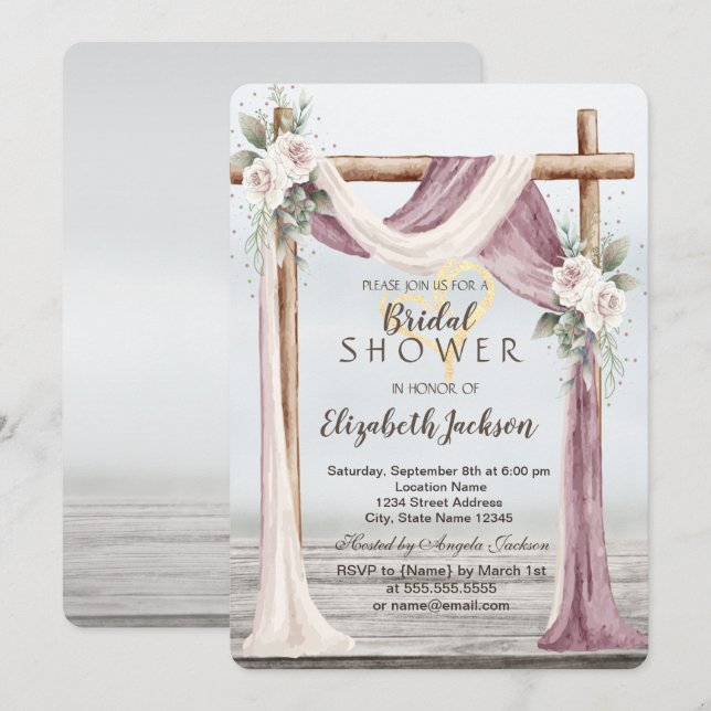 Beach Arbor Bridal Shower Invitation (Front/Back)