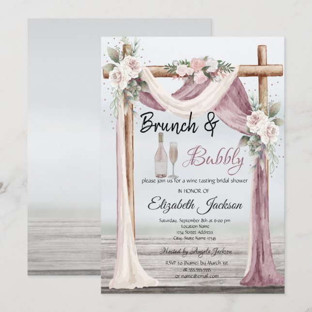 Beach Arbor Brunch & Bubbly Bridal Shower Invitation (Front/Back)