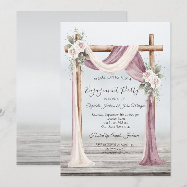 Beach Arbor Engagement Invitation (Front/Back)