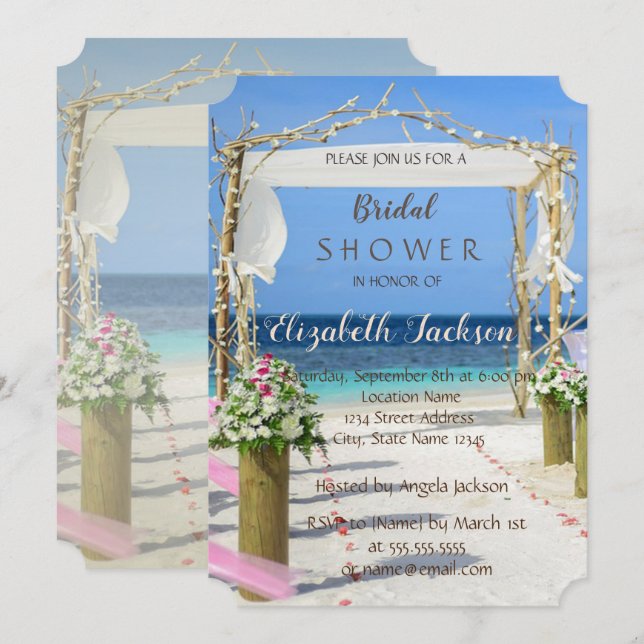Beach Arbor Floral  Bridal Shower Invitation (Front/Back)