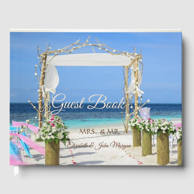 Beach Arbor Floral  Wedding Guest Book (Front)