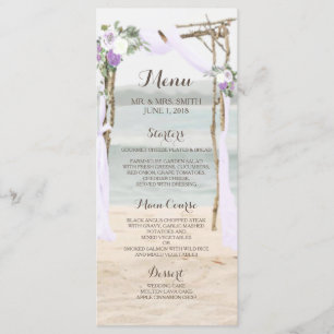 Beach Arbor Lavender Wedding Menu Card