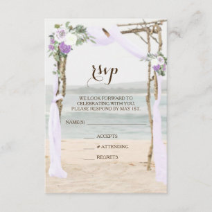 Beach Arbor Lavender Wedding RSVP Card