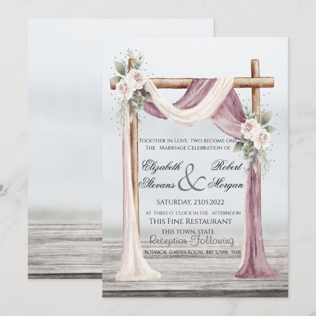 Beach Arbor Wedding Invitation (Front/Back)