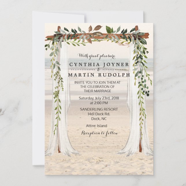 Beach Arbor Wedding Invitation (Front)
