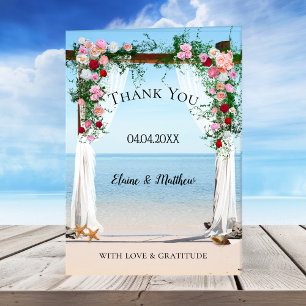 Beach Arbor Wedding Photo Thank You Note Card