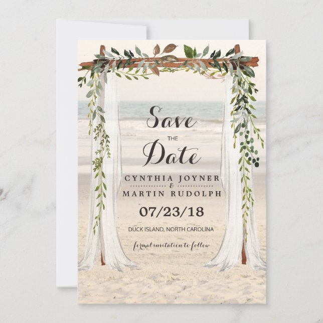 Beach Arbor Wedding Save the Date Invitation (Front)