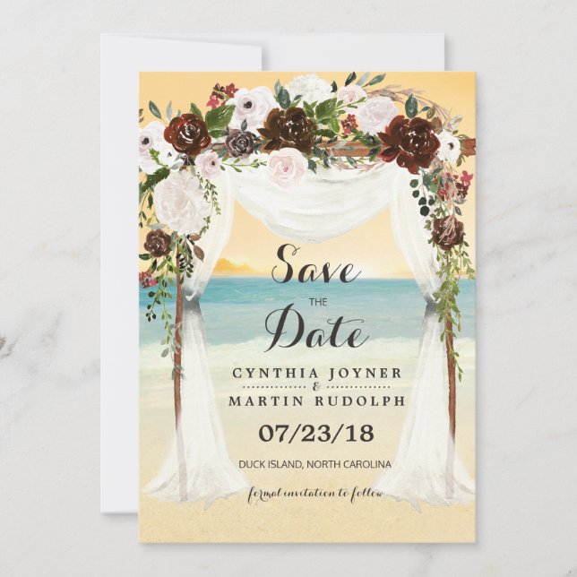 Beach Arbor Wedding Save the Date Invitation (Front)