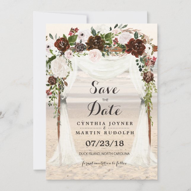 Beach Arbor Wedding Save the Date Invitation (Front)