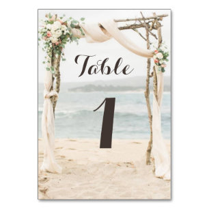 Beach Arbor Wedding Table Number Card
