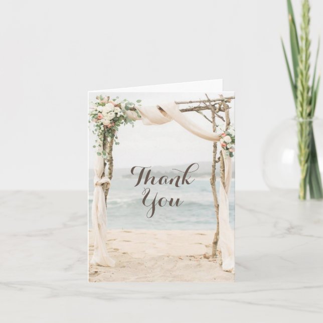 Beach Arbor Wedding Thank You Card (Front)