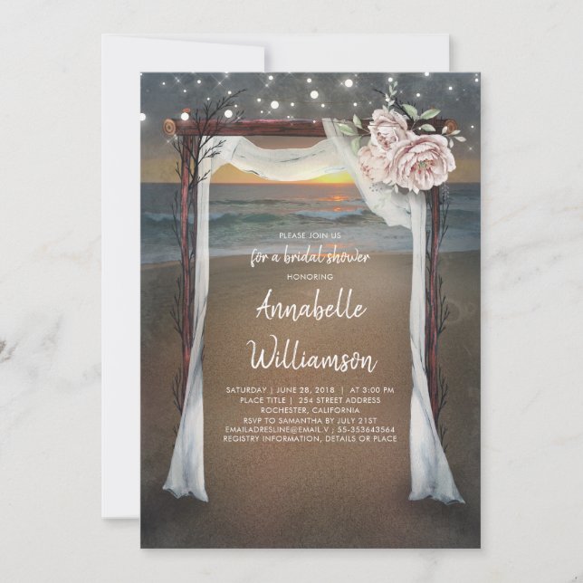 Beach Arch | Sea Sunset Bridal Shower Invitation (Front)