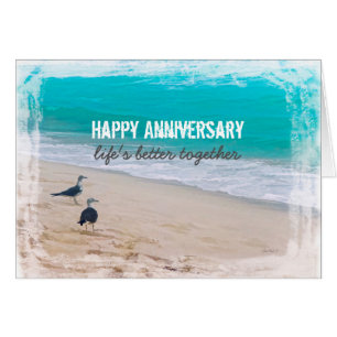 beach art HappyAnniversay card