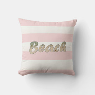 Beach Art Pink Cabana Stripe Cushion