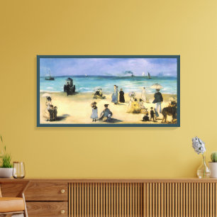 Beach at Boulogne by Edouard Manet, Vintage Art Canvas Print