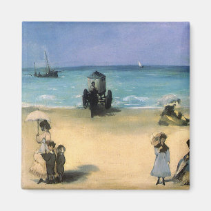 Beach at Boulogne by Manet, Vintage Impressionism Magnet