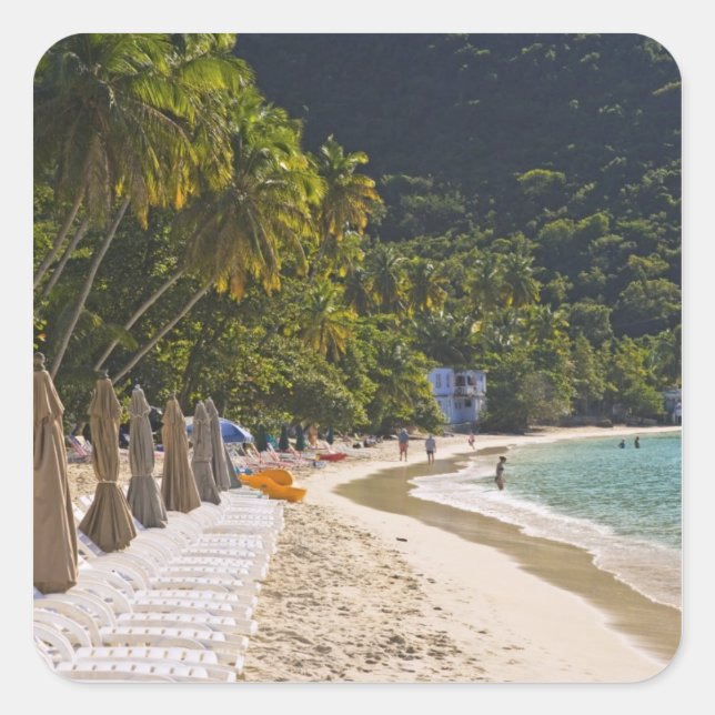 Beach at Cane Garden Bay, Island of Tortola Square Sticker (Front)