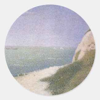 Beach at Honfleur by Georges Seurat, Vintage Art Classic Round Sticker