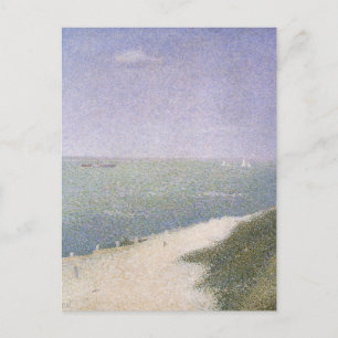 Beach at Honfleur by Georges Seurat, Vintage Art Postcard