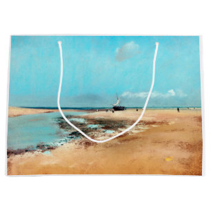 Beach at Low Tide(Mouth of the River), Edgar Degas Large Gift Bag