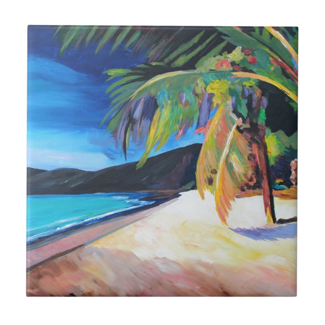 Beach at Magen's Bay St Thomas US Virgin Islands Tile (Front)