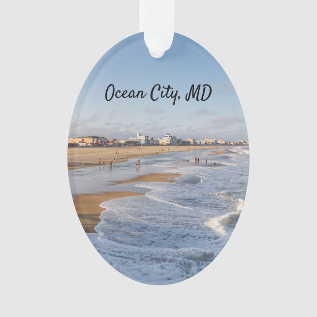 Beach at Ocean City, Maryland Ornament (Front)