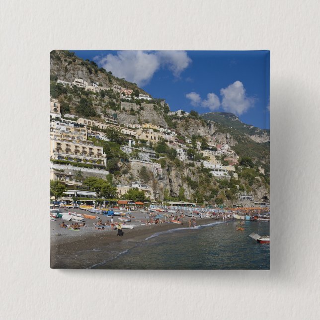 Beach at Positano, Campania, Italy 15 Cm Square Badge (Front)