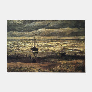 Beach at Schevening in Stormy Weather - Gogh Floor Doormat