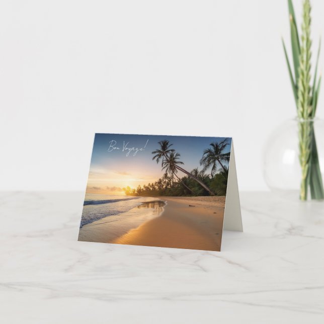 Beach at sunrise with palm trees  card (Front)
