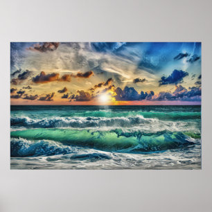 Beach At Sunset Poster