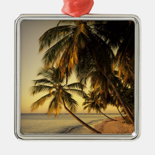 Beach at sunset, Trinidad Metal Tree Decoration (Front)