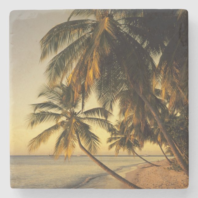 Beach at sunset, Trinidad Stone Coaster (Front)