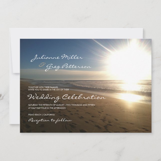 Beach at sunset - wedding invitation (Front)