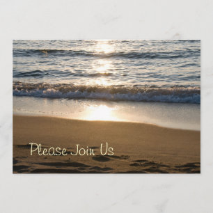 Beach at Sunset Wedding Vow Renewal Invitations