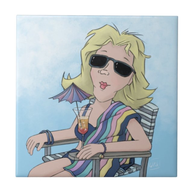 Beach Babe Ceramic Tile (Front)