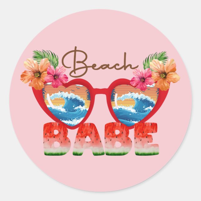 Beach Babe Classic Round Sticker (Front)