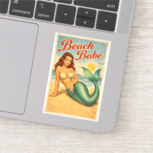 Beach Babe Pin-Up Mermaid - Retro Coastal Life Art