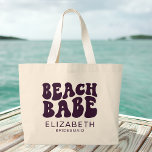 Beach Babe Purple Matching Bachelorette Party Large Tote Bag<br><div class="desc">Gear up for a fabulous beachside celebration with our Beach Babe Purple Matching Bachelorette Party Large Tote Bag – the ultimate accessory for your Miami, Florida bachelorette party or any beach-themed celebration! This personalised canvas tote bag is not just a stylish accessory; it's a thoughtful bachelorette gift, perfect for the...</div>