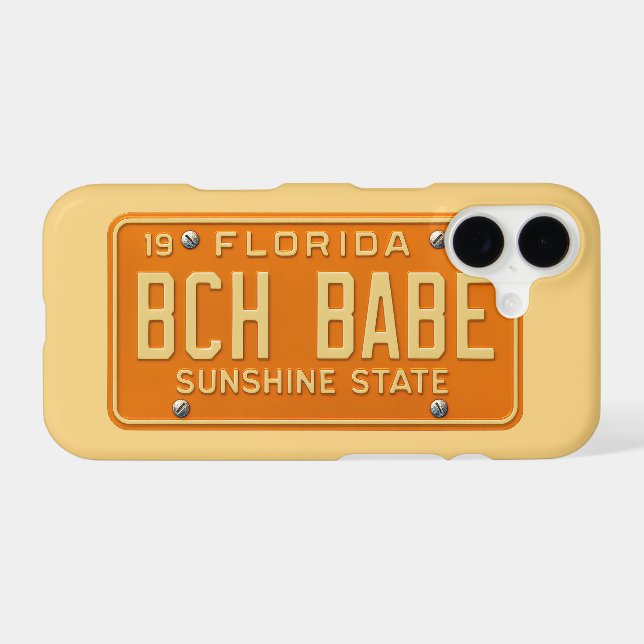 Beach Babe -Retro Florida License Plate Cell Phone (Back (Horizontal))