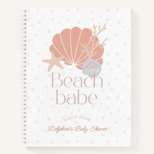 Beach Babe Seashell Pink Baby Shower Guest Book