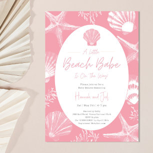Beach Babe Shell Ocean Girl Baby Shower Invitation