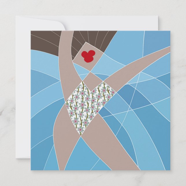 Beach Babe Swimsuit Model Fashion Illustration Card (Front)