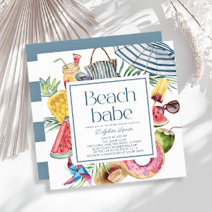 Beach Babe Tropical Umbrella Donut Boy Baby Shower Invitation