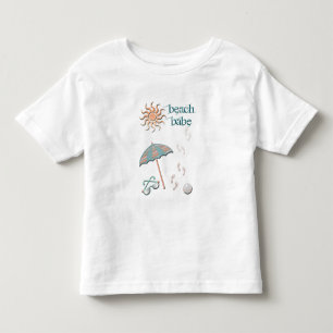Beach Babe-Umbrella, Ball, Footprints in Sand Toddler T-Shirt