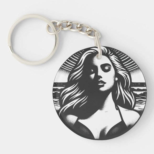 Beach Babe Vibes Key Ring (Front)