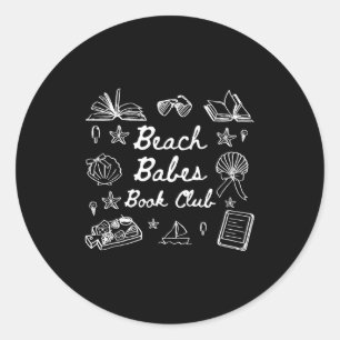 Beach babes book club summer vibes bookworm book classic round sticker