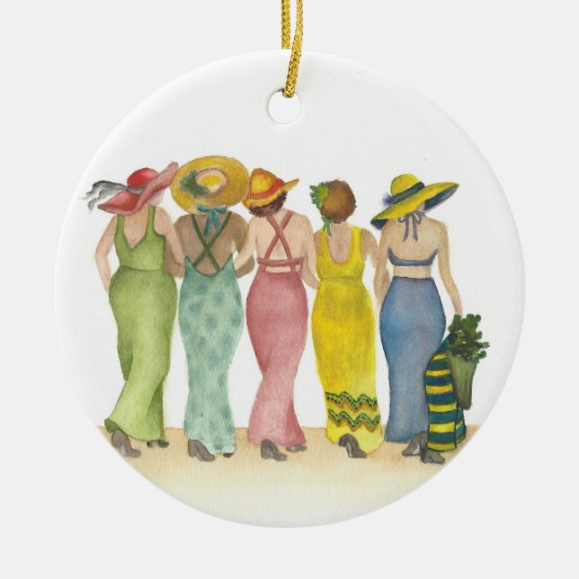 Beach Babes Ceramic Tree Decoration (Front)