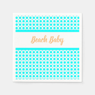 Beach Baby Aqua White Orange Party Collection Napkin